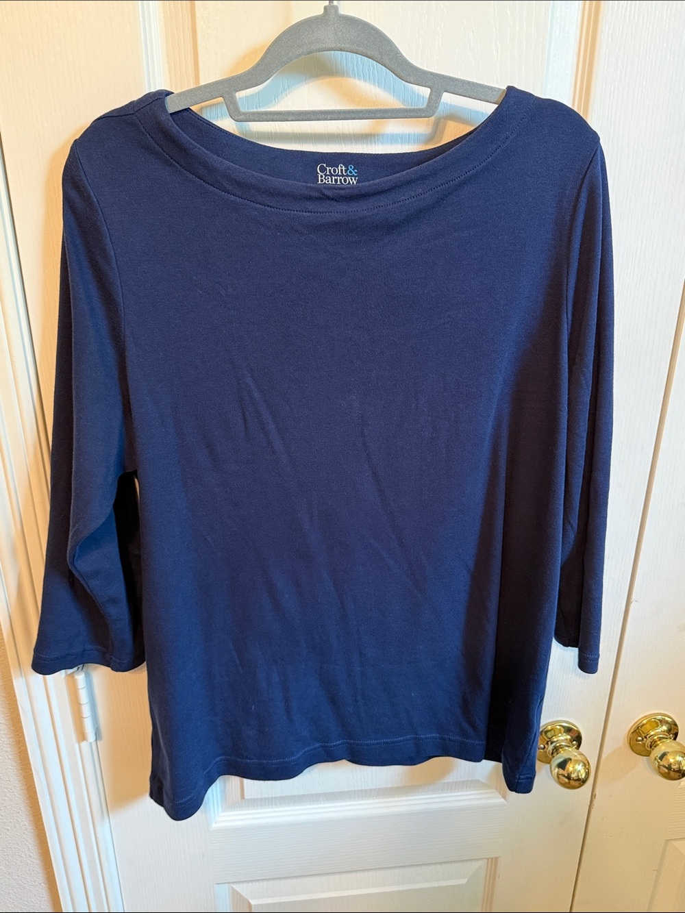 croft & barrow Navy Long Sleeve Boatneck Tee